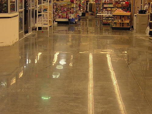 Polished concrete in a commercial retail aisle