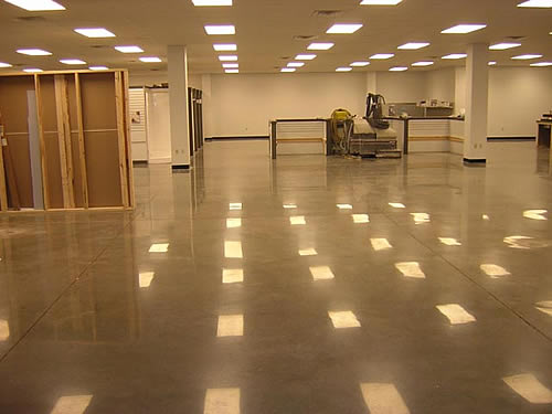 Polished concrete in a large retail showroom