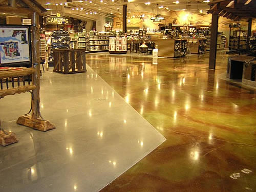 Polished and stained concrete in a commercial space