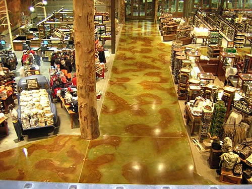 Stained decorative concrete in a retail interior